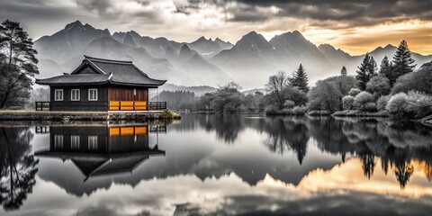 Fototapeta premium High Contrast Black Element on a Clean White Background for Minimalist Design and Art Projects