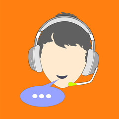 Call center operator, dialog box. flat icon. vector illustration