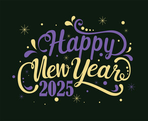 Happy New Year 2025 Design Color Festive Abstract Illustration Vector