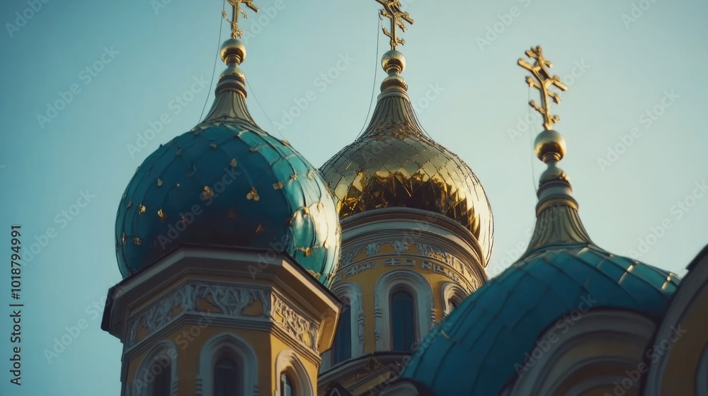 Poster two dome-shaped structures with cross symbols, often found in religious settings