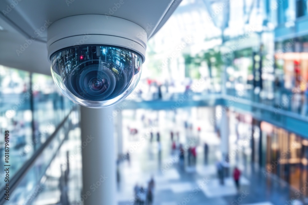 Poster Exterior view of a building with a camera installed on its side, suitable for surveillance or architectural purposes