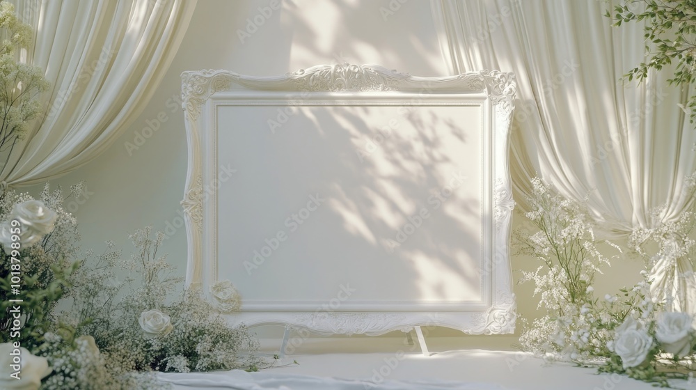 Poster a picture frame sitting on a table, perfect for displaying memories and art