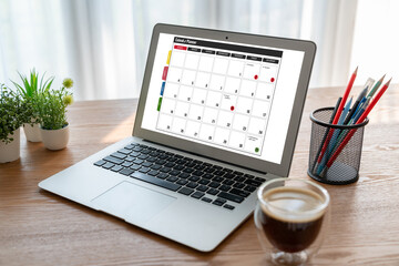 Calendar on computer software application for modish schedule planning for personal organizer and online business