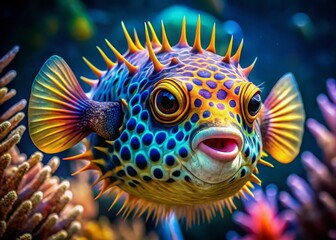Obraz premium Intricate Blowfish Drawing with Detailed Features and Unique Patterns for Marine Life Enthusiasts