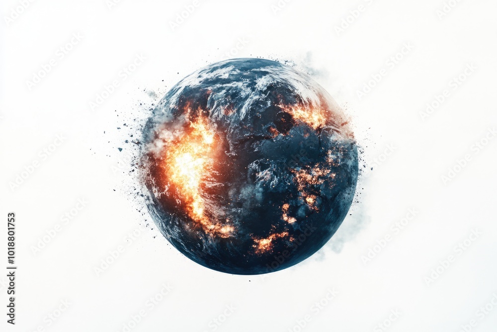 Poster a close-up view of a fiery ball on a white background, suitable for use in illustrations or designs 