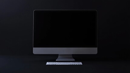 Fototapeta premium A computer monitor sits on a desk, ready for use