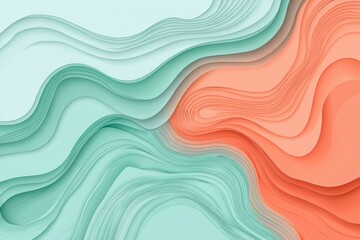 Fototapeta premium Abstract Wavy Background with Light Green and Peach Tones