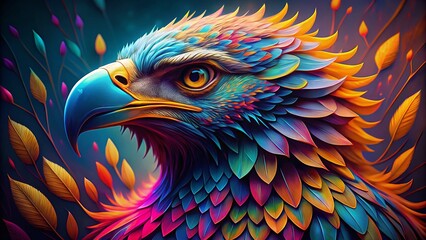 Intricate Patterned Eagle Design with Vibrant Colors and Detailed Feathers for Art and Decor Use