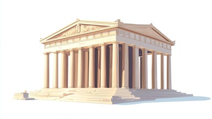 Vector illustration of an ancient Greek temple with columns on a white background.