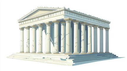 Fototapeta premium Vector illustration of an ancient Greek temple with columns on a white background.