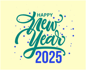 Happy New Year 2025 Design Festive Green And Blue Abstract Illustration Vector