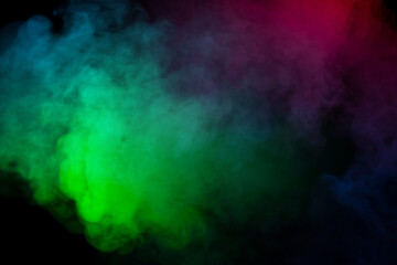 Blue and purple steam on a black background.