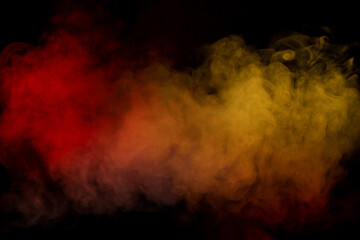 Orange and red steam on a black background.