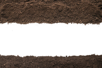 Black land for plant isolated on white background. Frame.