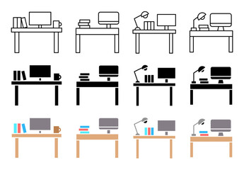 Desk Workspace Icon Set