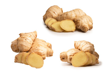Ginger root isolated on white background.