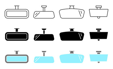 Rearview Mirror Icon Set