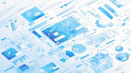 Digital data visualization showing growth on modern interface