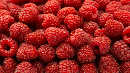Tasty fresh raspberry isolated on a white background. Top view.