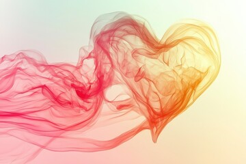 Fototapeta premium Abstract Heart Shape Formed by Translucent Red and Yellow Smoke