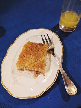 Kunafa on a plate in Egypt