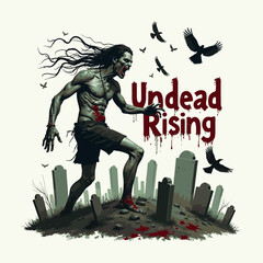 Obraz premium undead rising quote with Zombie. Halloween concept vector design. Zombie Apocalypse Halloween gift t shirt design, poster design, greetings card design.