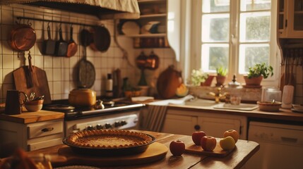 Fototapeta premium inviting kitchen, filled with the smell of baking apple pie