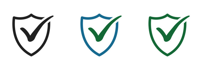 Approved mark vector icon. Shield with checkmark icon
