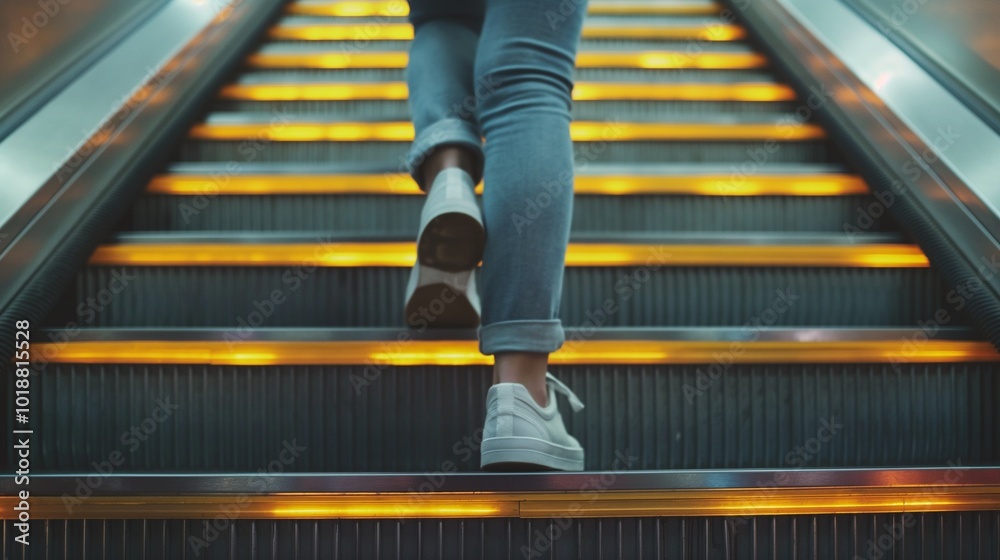 Wall mural person choosing to take the stairs instead of the elevator, increasing their daily activity l