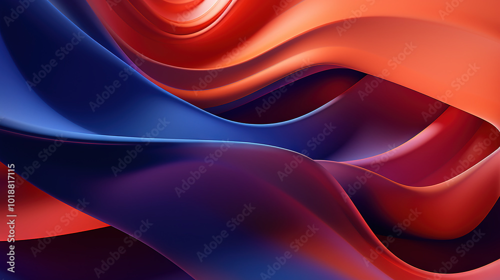 Poster vibrant abstract blue and purple waveform with fluid motion and colorful gradients