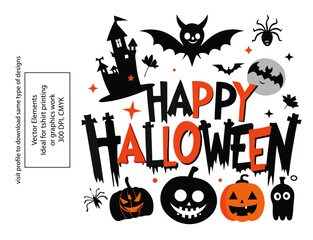 Happy Halloween text vector design