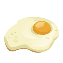 A delicious fried egg on a plain background, showcasing a vibrant yolk. Vector illustration