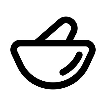 recommend clip art: A simple black and white line art illustration of a mortar and pestle, a kitchen utensil used for grinding spices and other ingredients.