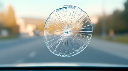 Front Windshield with a Very Small Crack | Vehicle Glass Damage Needing Repair for Safety and Maintenance