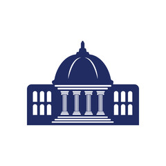 Bank, museum or library icon. Classical architecture building with columns. flat vector illustration easy to edit and customize. . Column pillar parthenon landmark. Vector illustration flat architectu