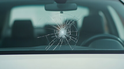 Front Windshield with a Very Small Crack | Vehicle Glass Damage Needing Repair for Safety and Maintenance