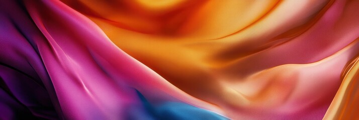 Obraz premium Vibrant Silk Elegance, a close-up view showcasing the delicate texture and rich color of soft, flowing silk fabric, inviting tactile appreciation