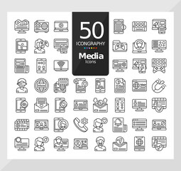 50 Icons Pack of Media Linear Set