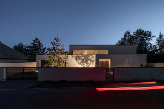 Contemporary rich exterior of luxury country house