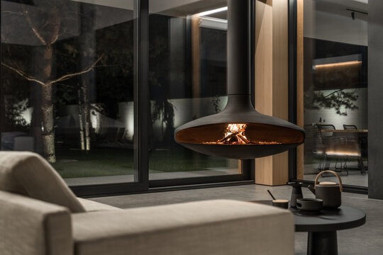 Contemporary rich interior of luxury country house