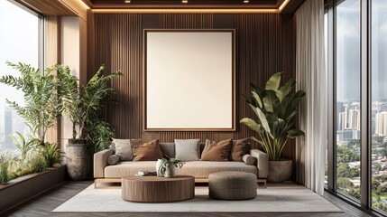 Modern Blank Poster in Stylish Living Room