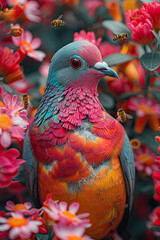 Beautiful Wallpaper with a Pigeon Design, Ideal Grey Bird Poster or Graphic Resource for Creative Project, Ai Generative