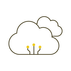 AI Processor and Cloud Computing Vector Icon Design, machine learning, data processing, cloud technology