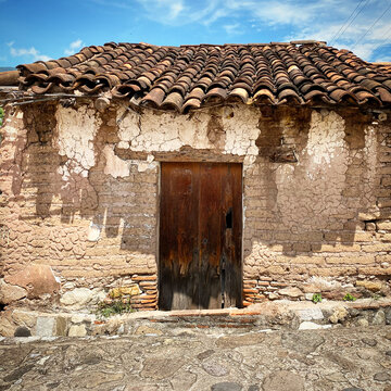 Brick and adobe rustic house 