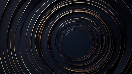 Abstract dark blue background with concentric gold rings.