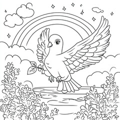 Obraz premium Beautiful Pigeon Coloring Page, Grey Bird Colouring Design for Your Corporate Books and Business Graphic Resource or Creative Project, Ai Generative