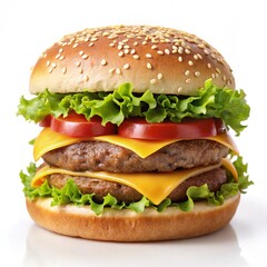 big classic beef cheese burger on white background 
