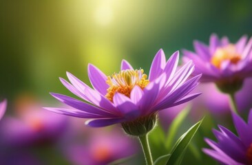 Fototapeta premium Spring background with flowers, blurred bokeh, free place for text. Greeting card for spring holidays. Template for Birthday, Women's Day, Mother's Day. Floral picture.