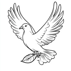 Obraz premium Beautiful Pigeon Coloring Page, Grey Bird Colouring Design for Your Corporate Books and Business Graphic Resource or Creative Project, Ai Generative