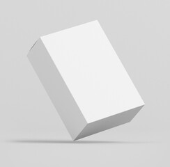 Blank white box cover mockup on white background. 3D illustration 3D rendering